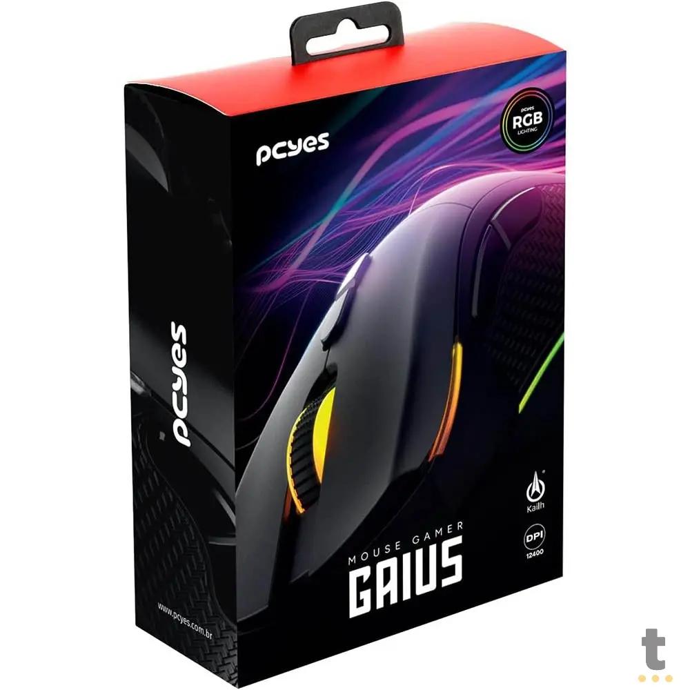 Mouse Gamer PCYes Gaius 6 Botoes 12400dpi RGB Preto - PMGGBV Truedata